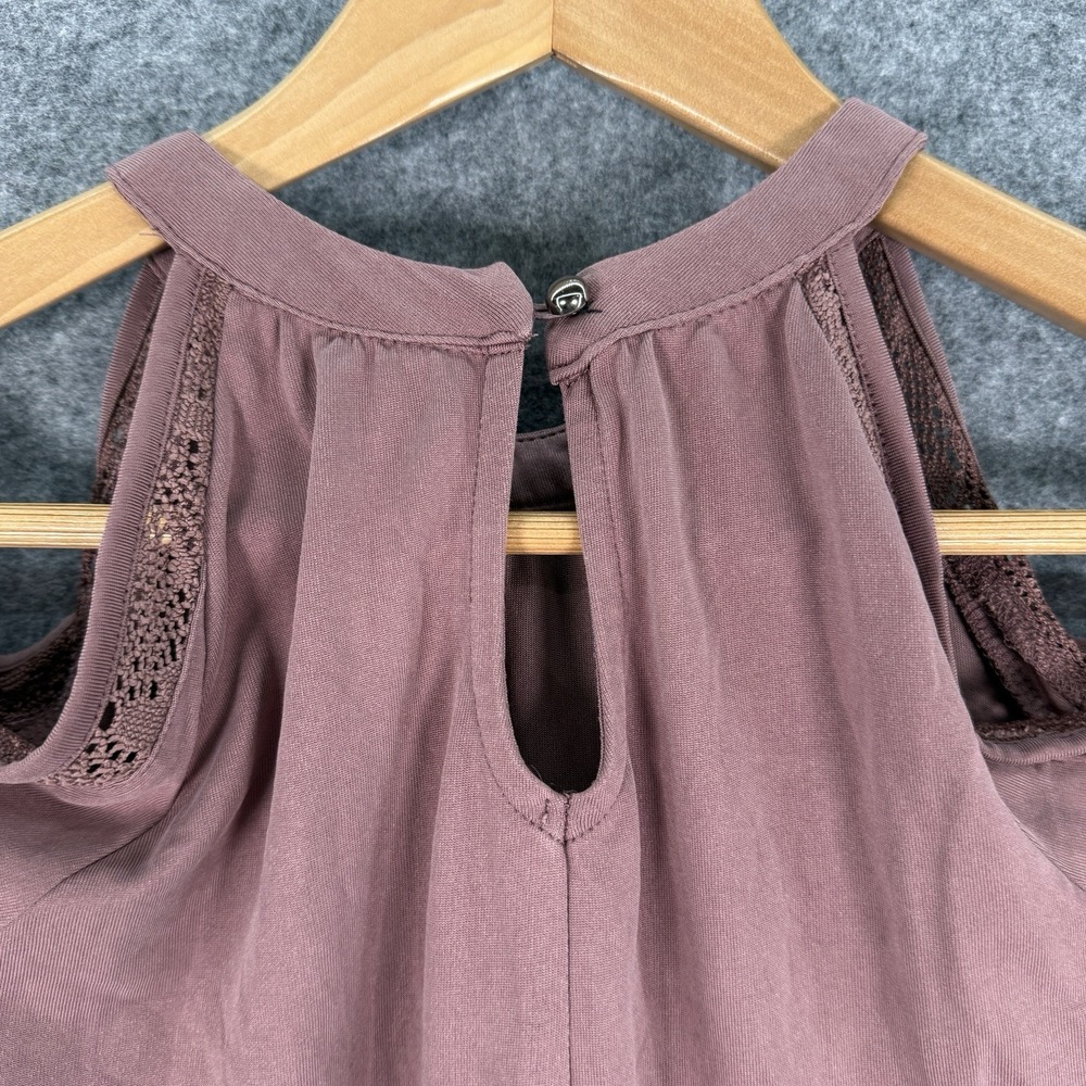 Mudd Shirt Womens Large Cold Shoulder Mauve Blouse Y2K Long Sleeve Flowy Relaxed - Picture 8 of 14